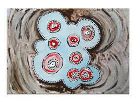 Galerija slika Zagreb - MAG galerija - originalna apstraktna slika Našminkani oblak akril na hameru 100x70 cm