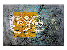 Moderne slike u galeriji MAG - apstraktna slika Pogled iz davnina akril na hameru 100x70 cm