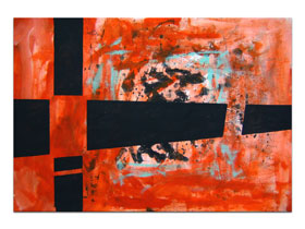 Galerije umjetnina Zagreb - galerija MAG - apstraktna slika Šesti element Akril na hameru 100x70 cm