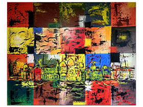 Moderne slike u galeriji MAG - apstraktna slika Šarena Venecija Akril na platnu 120x100 cm