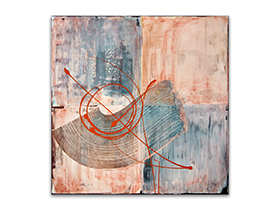 Moderne slike velikog formata u ponudi galerije MAG - apstraktna slika Obrisi u pokretu akril na platnu 50x50 cm