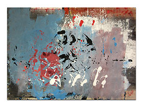 Moderne slike u galeriji MAG - apstraktna slika Obrisi sjećanja akril na hameru 70x50 cm