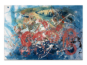 Moderne slike u galeriji MAG - apstraktna slika Pali anđeli akril na hameru 100x70 cm