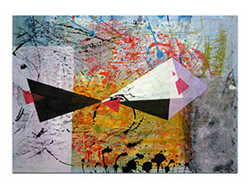 Moderne slike u galeriji MAG - apstraktna slika Dodir treće vrste akril na hameru 100x70 cm