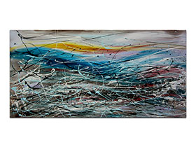 Moderne slike u galeriji MAG - apstraktna slika Miris maestrala akril na napetom platnu 120x60 cm