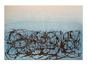 Galerije u Istri - MAG galerija - originalna apstraktna slika Tajne plavog neba akril na hameru 100x70 cm