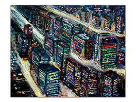 Moderne slike u galeriji MAG - apstraktna slika Svjetla velegrada akril na napetom platnu 100x80 cm