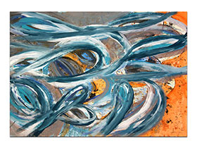 Moderne slike u galeriji MAG - apstraktna slika Odraz uspomena akril na hameru 100x70 cm