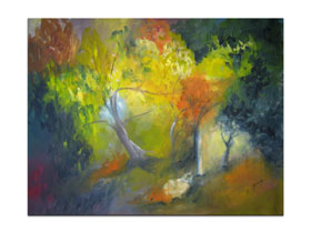 Galerija slika u Zagrebu online prodajna galerija MAG - Usnula šuma - slika na platnu 80x60 cm