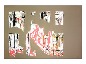 Galerija moderne umjetnosti MAG online galerija - apstraktna slika Skriveni pogledi III akril na hameru 100x70 cm