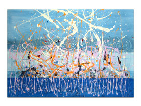 Opremanje apartmana slikama iz galerije MAG - originalna apstraktna slika Iz morskih dubina akril na hameru 100x70 cm