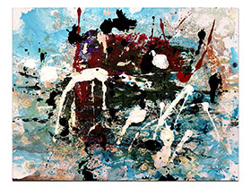 Moderne slike u galeriji MAG - apstraktna slika Simpozij akril na hameru 41x29 cm