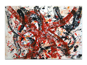 Dizajniranje interijera slikama galerije MAG - apstraktna slika Crvena strast Akril na hameru 100x70 cm
