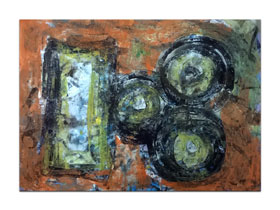 Umjetničke slike u galeriji slika MAG - apstraktna slika Kvadratno trojstvo Akril na hameru 100x70 cm