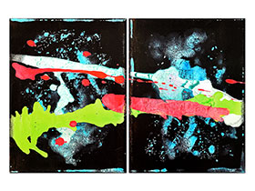 Moderne slike u galeriji MAG - apstraktna slika Gledanje sjaja Akril na napetom platnu Diptih 2x 24x18 cm