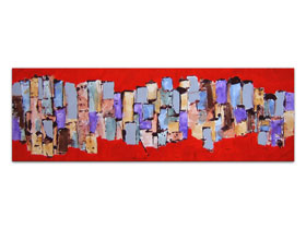 Prodajna galerija slika MAG - apstraktna slika Šareni grad akril na platnu 125x40 cm