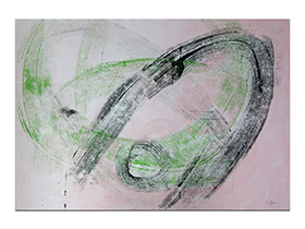 Moderne slike u galeriji MAG - apstraktna slika Hvata se mahovina III akril na hameru 100x70 cm