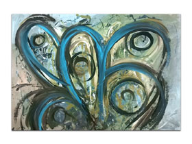 Slike za spavaće sobe u ponudi galerije MAG - apstraktna slika Radoznali pogledi Akril na hameru 100x70 cm