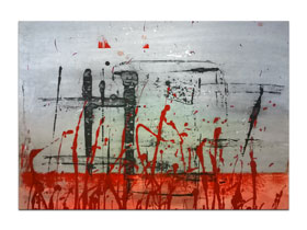 Uređenje uredskih prostora slikama galerije MAG - originalna apstraktna slika Totem akril na hameru 100x70 cm