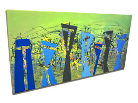 Rijeka galerije slika MAG - apstraktna slika Desperados akril na platnu 100x50 cm