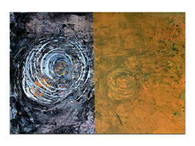 Moderne slike u galeriji MAG - apstraktna slika Sunčeva stega akril na hameru 100x70 cm