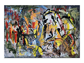 Moderne slike u galeriji MAG - apstraktna slika Pasiv agresiv akril na hameru 100x70 cm