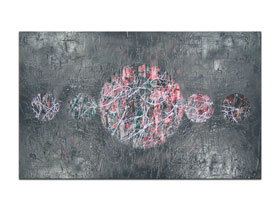 Umjetnine slike u galeriji MAG - apstraktna slika Egzoplanet akril na lesonitu 88x54 cm