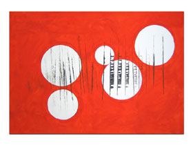 Galerija umjetnina Zagreb MAG galerija - apstraktna slika Fabula kruga Akril na hameru 100x70 cm