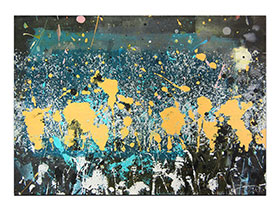 Moderne slike u galeriji MAG - apstraktna slika Treća reakcija akril na hameru 42x29 cm