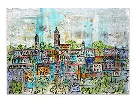 Moderne slike u galeriji MAG - umjetnička slika Šarmantni gradić akril na hameru 100x70 cm