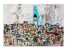 Moderne slike u galeriji MAG - umjetnička slika Mediteranski gradić akril na hameru 100x70 cm