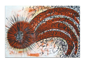 Uređenje stana slikama iz galerije MAG - apstraktna slika Repatica Akril na hameru 100x70 cm