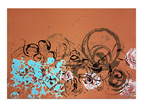 Moderna galerija apstraktnih slika MAG - apstraktna slika Pepeljugina kočija akril na hameru 100x70 cm