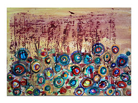 Dizajn interijera slikama iz ponude galerije MAG - apstraktna slika Lolipop akril na hameru 100x70 cm