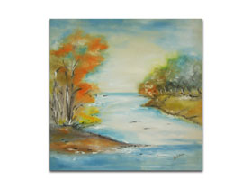 Klasično slikarstvo - pejzaž umjetnička slika akril na platnu - Jesen na rijeci - MAG galerija