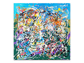 Moderne slike u galeriji MAG - apstraktna slika Malo za sreću treba akril na platnu 100x100 cm