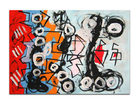 Galerije u Hrvatskoj - MAG galerija - apstraktna slika Plemenski ritual Akril na hameru 100x70 cm