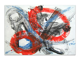 Umjetnička galerija Dubrovnik MAG - apstraktna slika Isprepletene misli Akril na hameru 100x70 cm